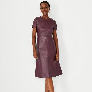 NWT- Ann Taylor vegan leather dress in Plum Rose. Smoke free, pet free home.